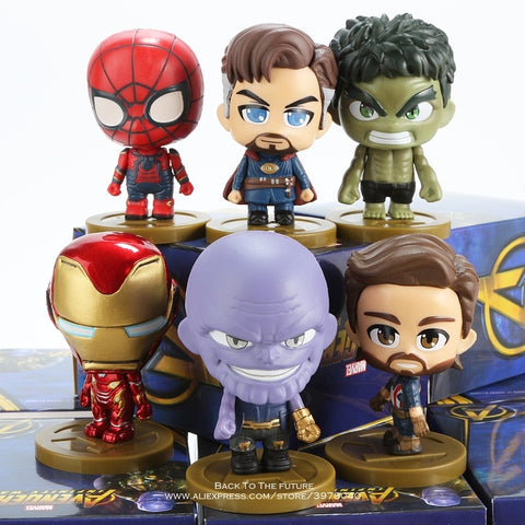 Disney Marvel Avengers Iron Man Hulk Thanos Doctor Strange 6 style Q Version Action Figure