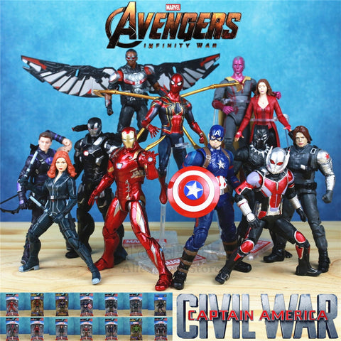 Marvel Avengers 3 Infinity War 6" Iron Spider Man Captain America Spider man Black Panther Vision Falcon Action Figure Toys Doll
